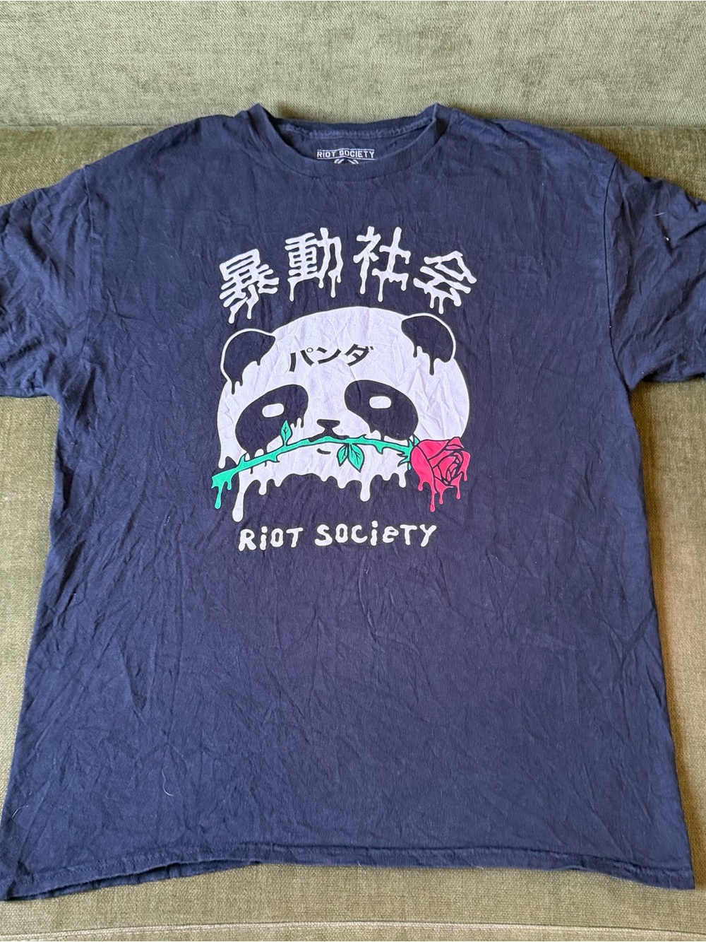 riot society Navy Panda Rose Graphic Tee